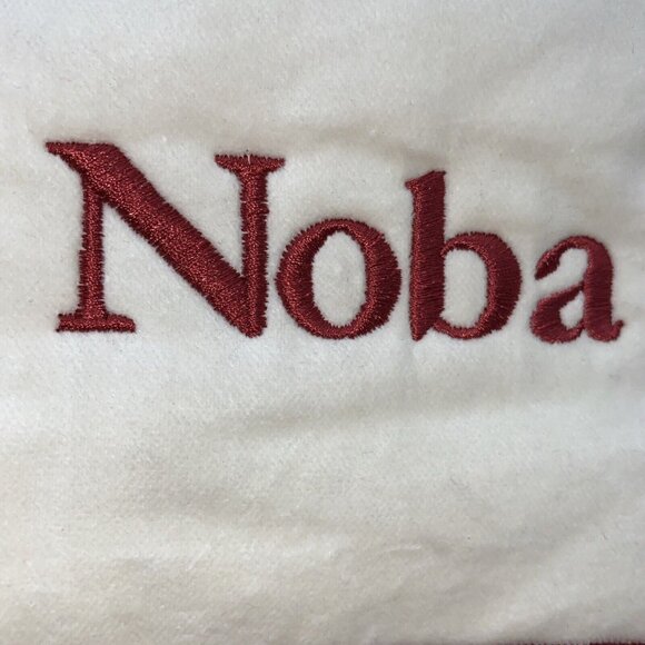Pottery Barn Noba Christmas Holiday Stocking Monogrammed Velvet Red Cream 19 in - Picture 2 of 9